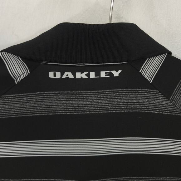 Oakley Polo Mens Extra Large Black Gray Striped Hydrolix Performance Golf Shirt - Picture 8 of 13